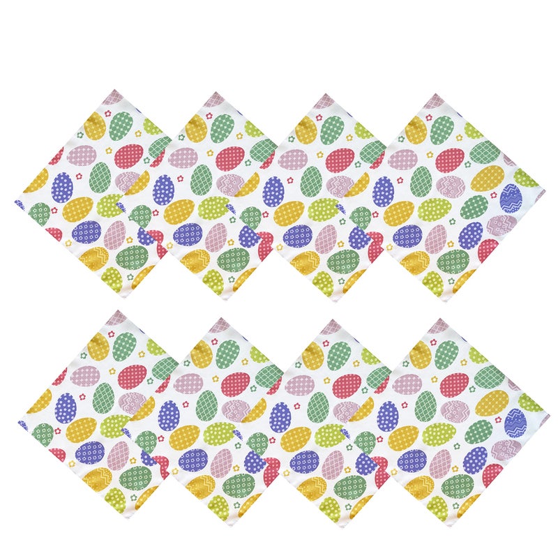 Newbridge Colored Easter Egg Hunt Fabric Napkins Polka Dot and Floral Easter Eggs Winkle Free and Stain Resistant Spring Napkins, Set of 8 Napkins - Image 1